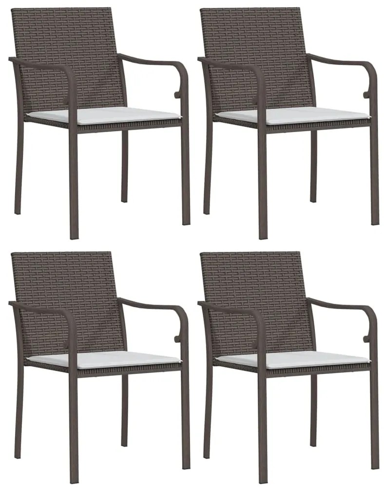 5 pcs conjunto de jantar p/ jardim c/ almofadões vime PE e aço
