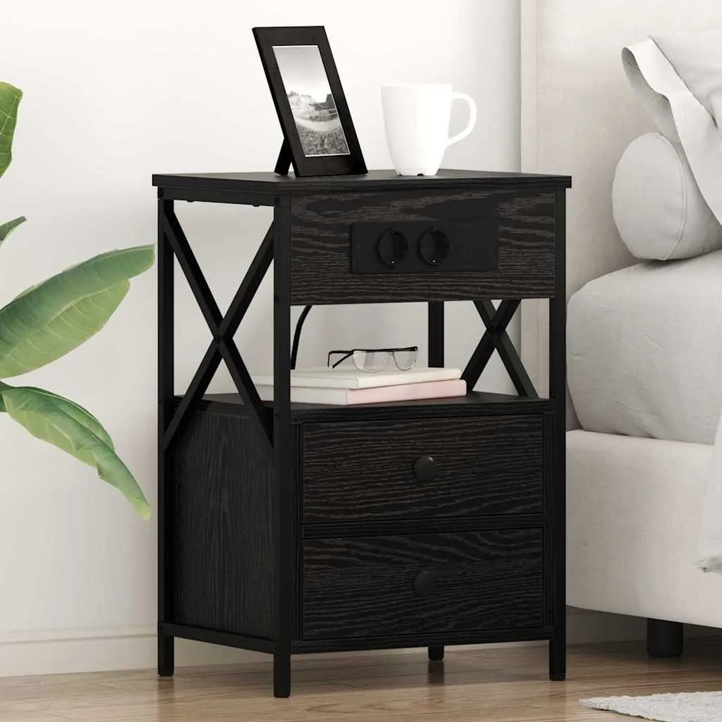 vidaXL Armário de Cabeceira 2 pcs Carvalho preto 40 x 31 x 60 cm