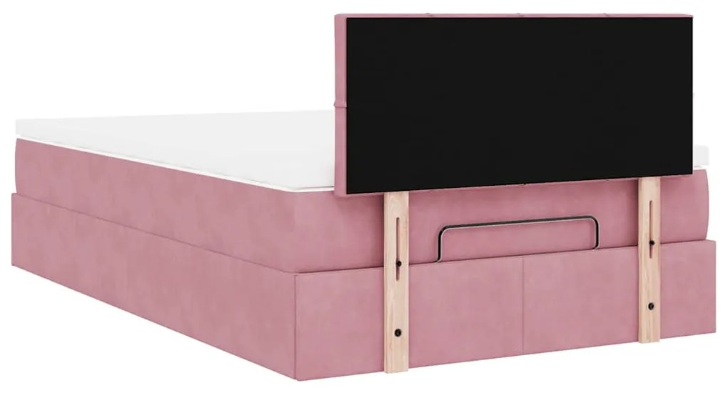Estrutura de cama otomana com colchão 120x200 cm veludo rosa
