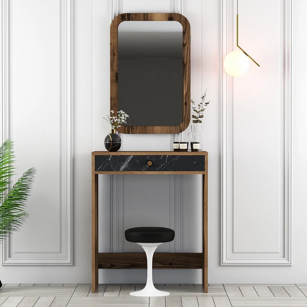 **** Mesa de Maquilhagem Lizbon Mirror – Nogueira Preta Mármore – 70x4