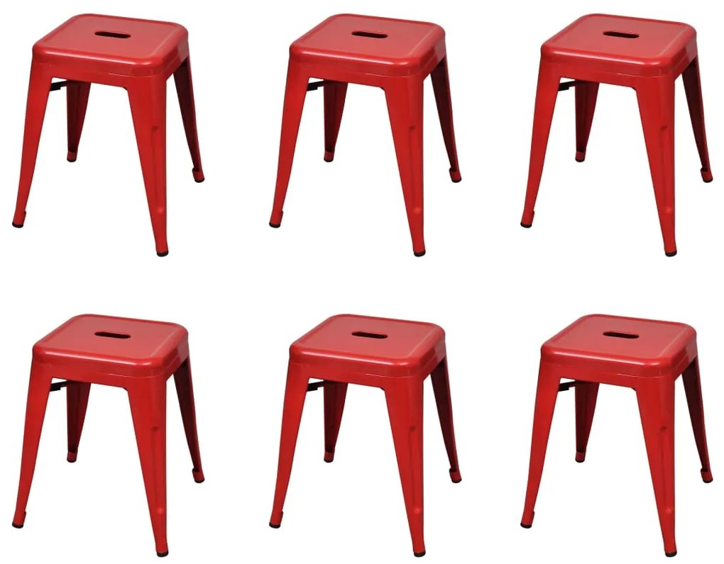 3052649 vidaXL Bancos empilháveis 6 pcs aço vermelho