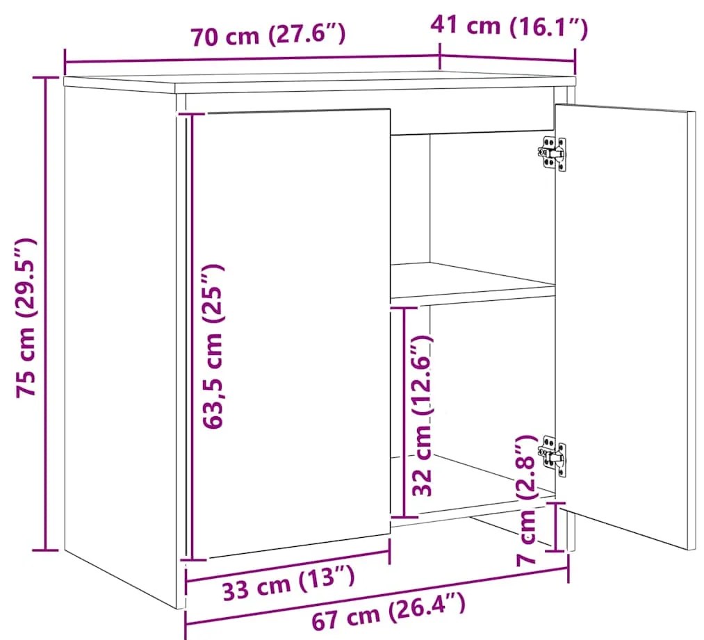 Aparadores com prateleira Outros 3 pcs Madeira antiga 70 x 41 x 75 cm