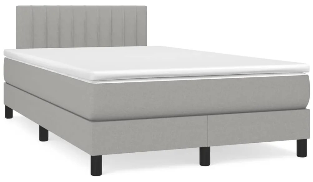 Cama box spring c/ colchão e LED 120x190 cm tecido cinza-claro