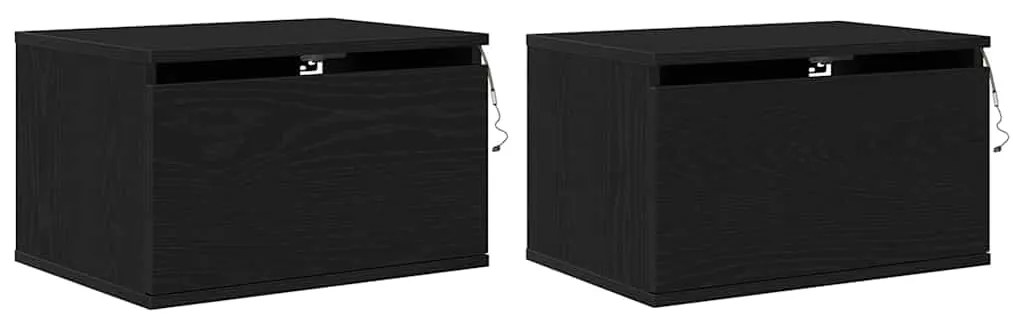 Gavetas de cabeceira vidaXL com luzes LED 2 pcs montadas na parede em