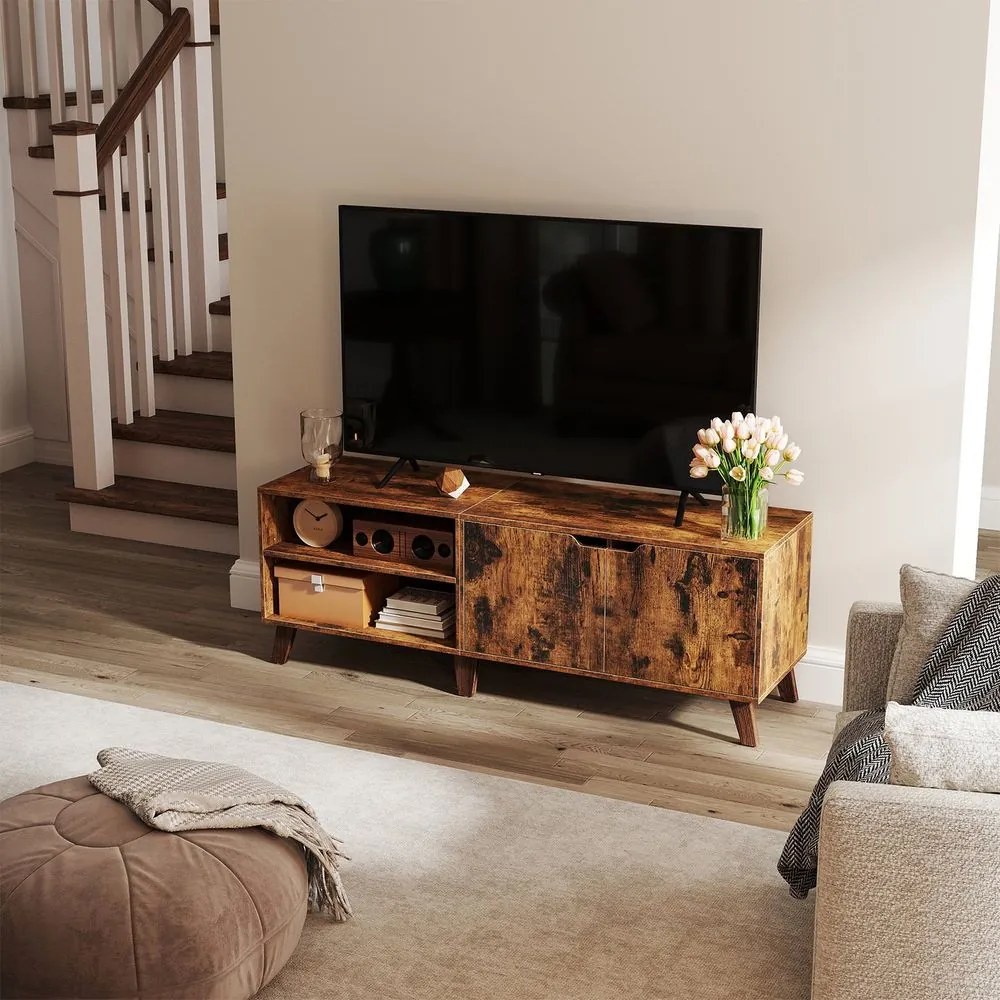 Móvel de TV, mesa de TV com 2 portas, 140 x 40 x 50 cm Castanho vintage
