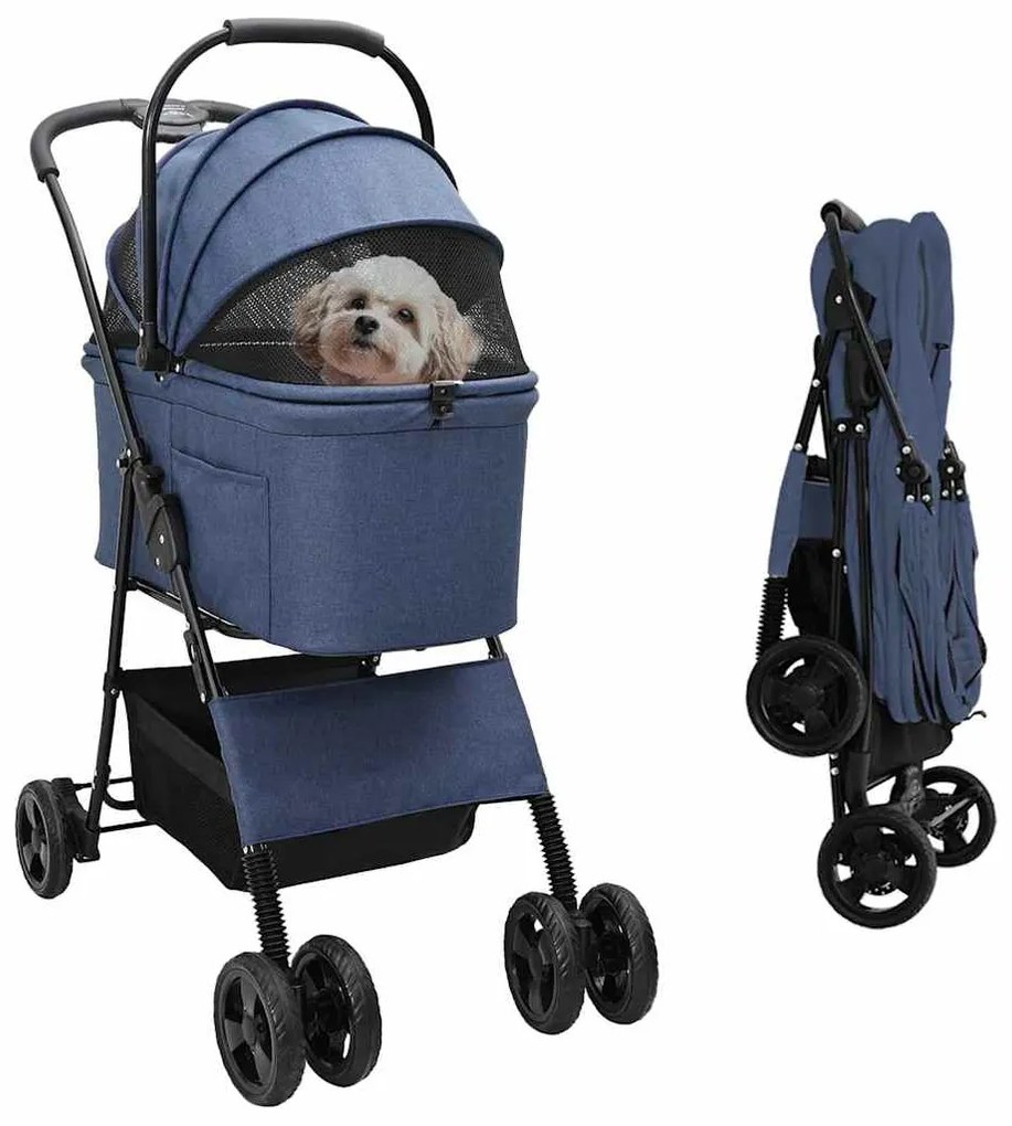 vidaXL Carrinho de Pet Dobrável Azul 81 x 47 x 99 cm Poliéster