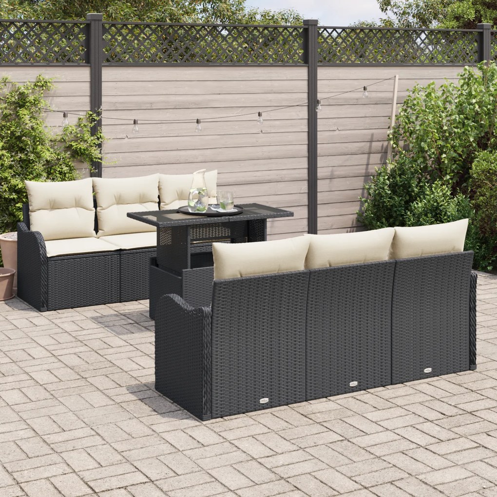 Conjunto de Sofá para Jardim vidaXL de 7 Peças com Almofadas em Rattan