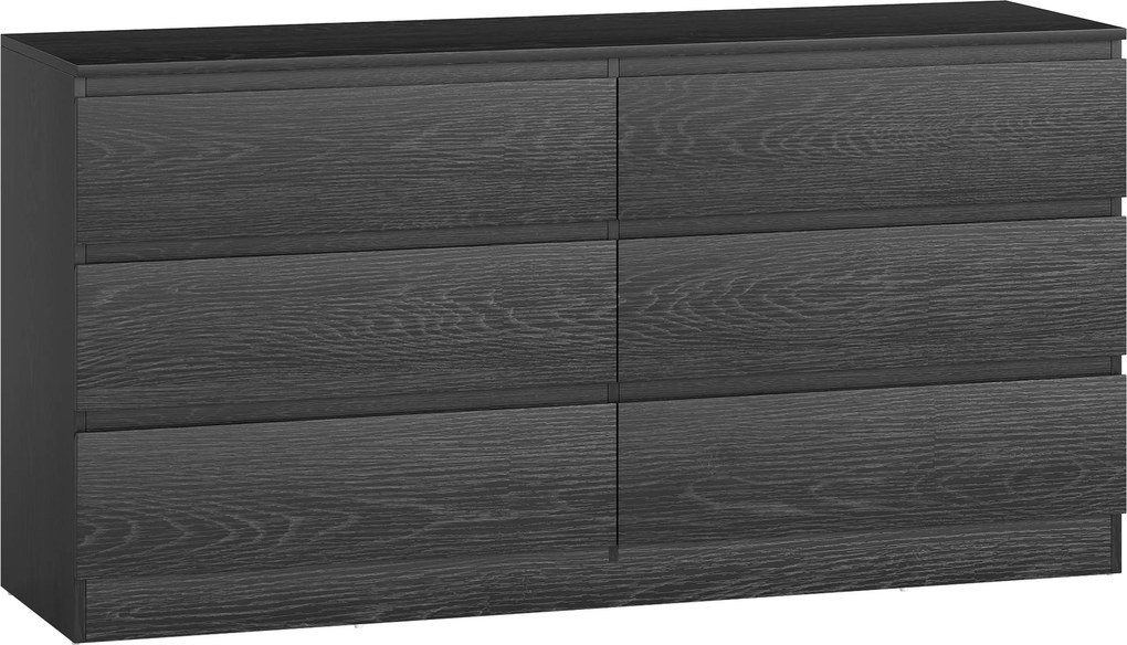 HOMCOM Cómoda com 6 Gavetas Estilo Moderno 140x40x71 cm Preto com Efeito Madeira | Aosom Portugal