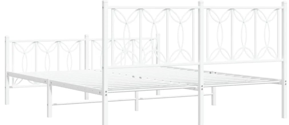 Estrutura de cama com cabeceira e pés 150x200 cm metal branco