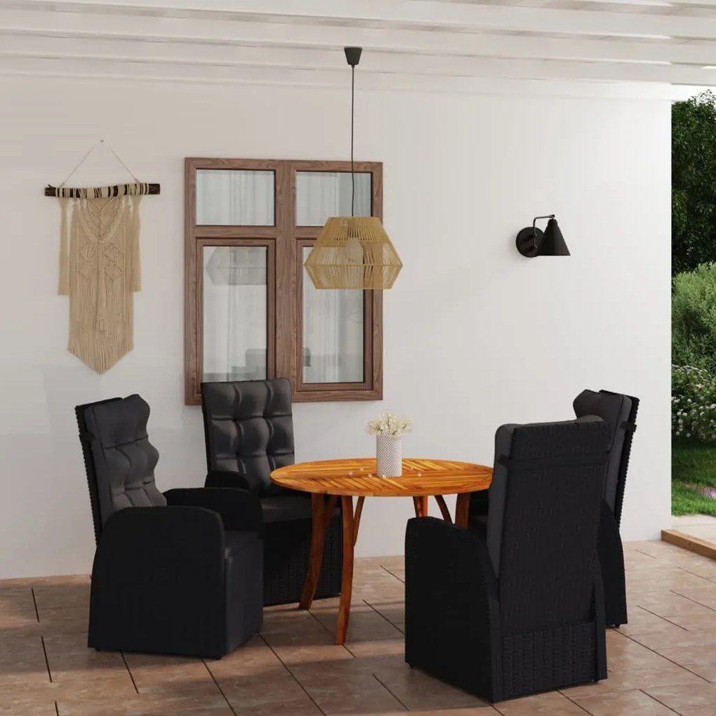 vidaXL 5 pcs conjunto de jantar para jardim preto