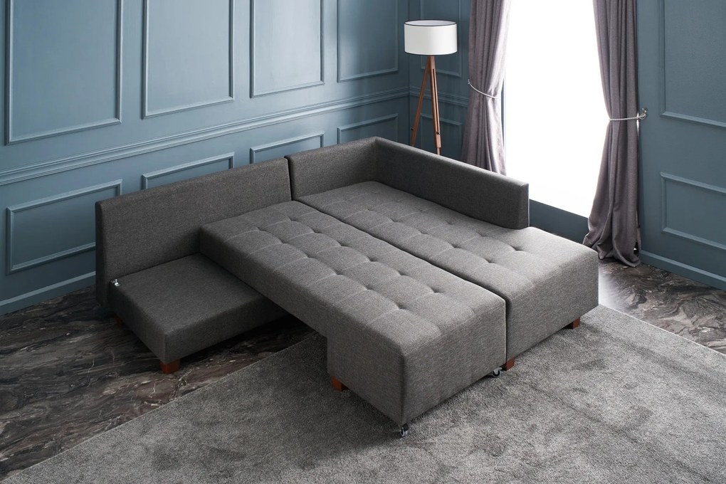 Sofá-cama de canto Manama – Antracite – 280 cm x 85 cm x 206 cm
