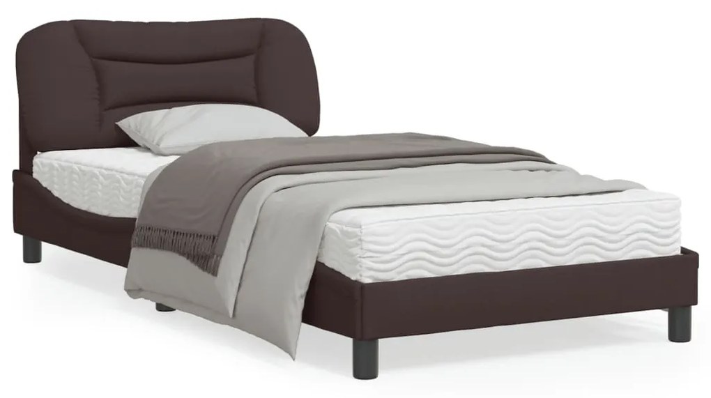vidaXL Estrutura de cama sem colchão 100x200 cm tecido castanho-escuro