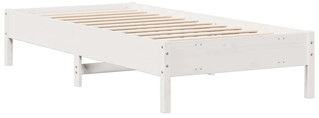 Cama com estante sem colchão 75x190 cm pinho maciço branco