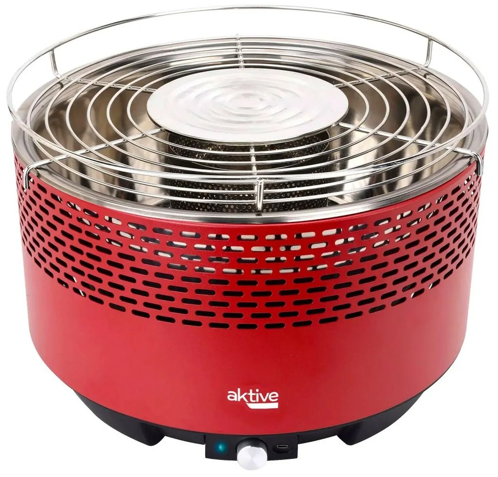 Churrasco Portátil Aktive Redonda Sem fumos Vermelho Aço inoxidável Ferro 34 x 24 x 34 cm