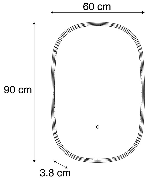 Espelho de casa de banho preto com LED e dimmer tátil oval - Miral Moderno