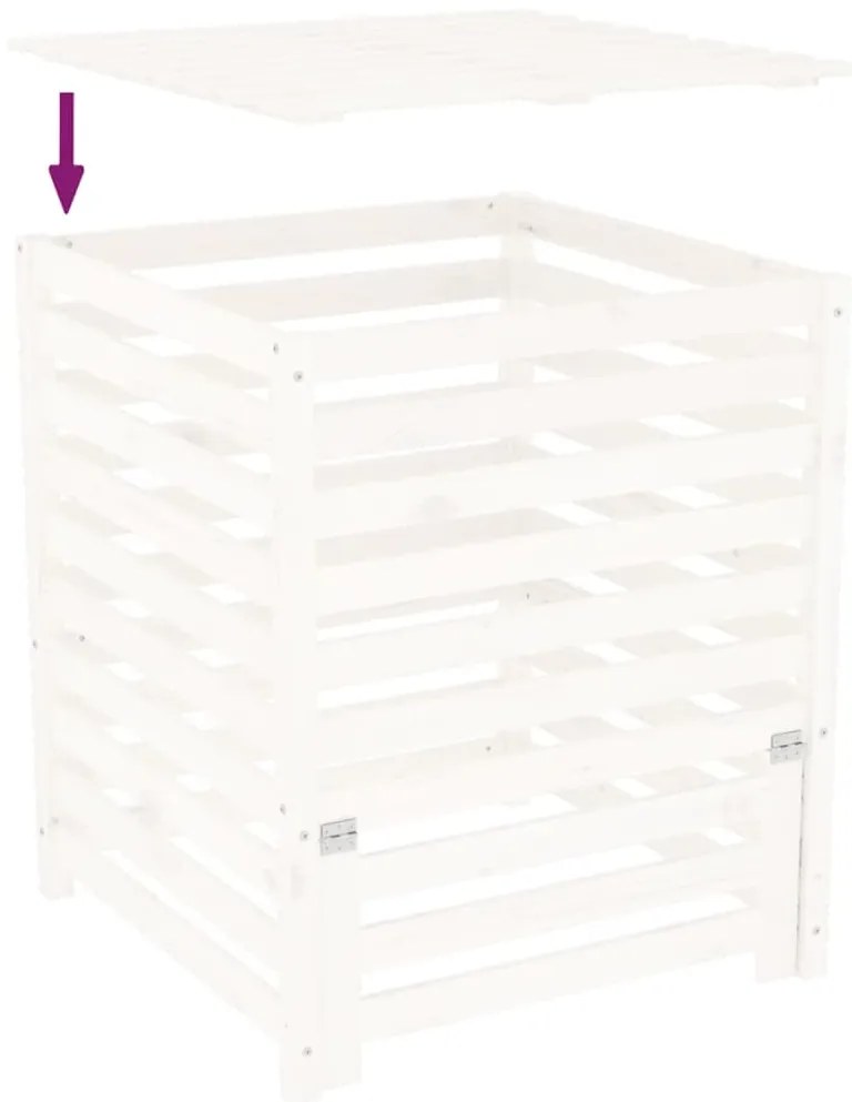 Caixote de compostagem 82,5x82,5x99,5cm pinho maciço branco