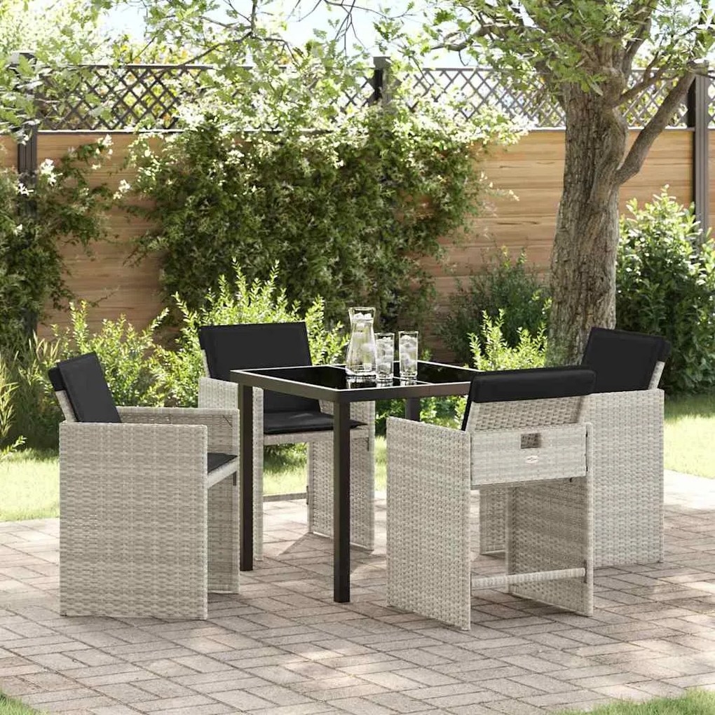 vidaXL Conjunto de Jantar para Jardim Dobrar 5 pcs Cinzento-claro