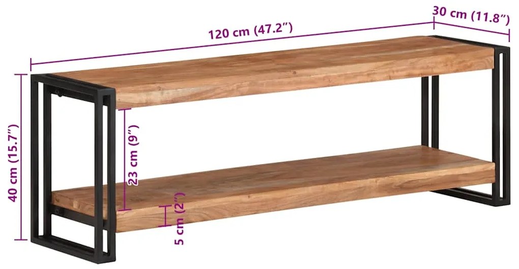 Móvel de TV 120x30x40 cm madeira de acácia maciça