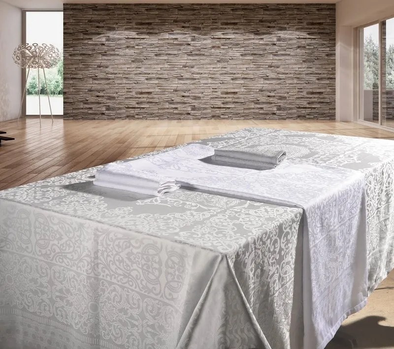 Toalhas de mesa rectangulares em damasco com ajour 100% algodão - Fateba: Branco 1 Guardanapo 47x47 cm