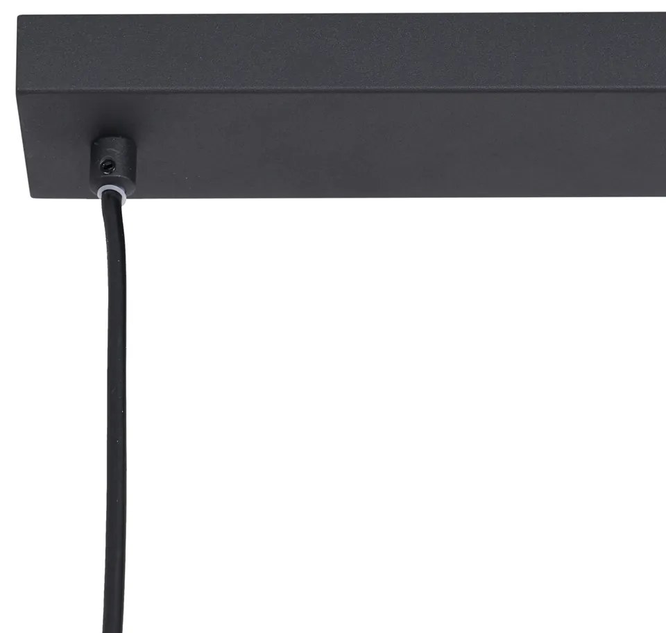 Candeeiro suspenso de design preto retangular 3 luzes - Indu