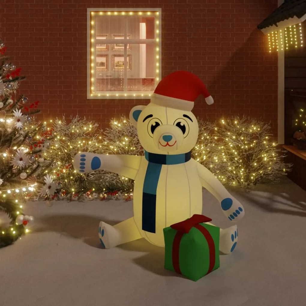 vidaXL Urso de Natal insuflável com luzes LED 180 cm