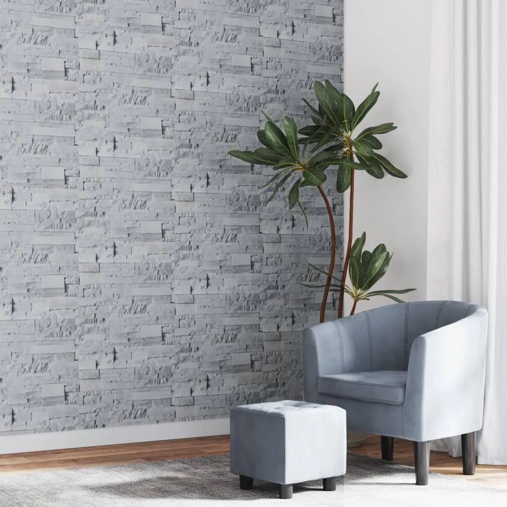 vidaXL Papel parede 3D c/ aspeto de pedra não-tecido cinzento-claro