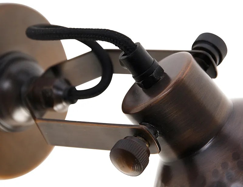 Candeeiro de parede industrial bronze com cobre ajustável - Liko
