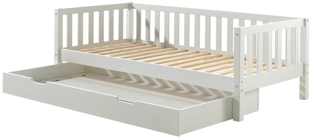 Cama infantil FRITZ (90x200) + Gaveta inferior + Estrado Branca