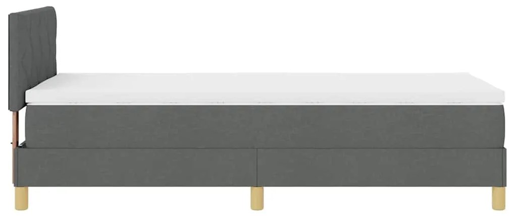 Cama Box Spring com Colchão e LED Cinza Escuro 100x200 cm Tecido