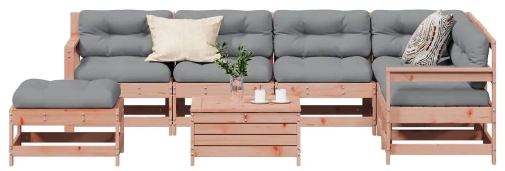 vidaXL 8 pcs conj. lounge jardim c/ almofadões madeira douglas maciça