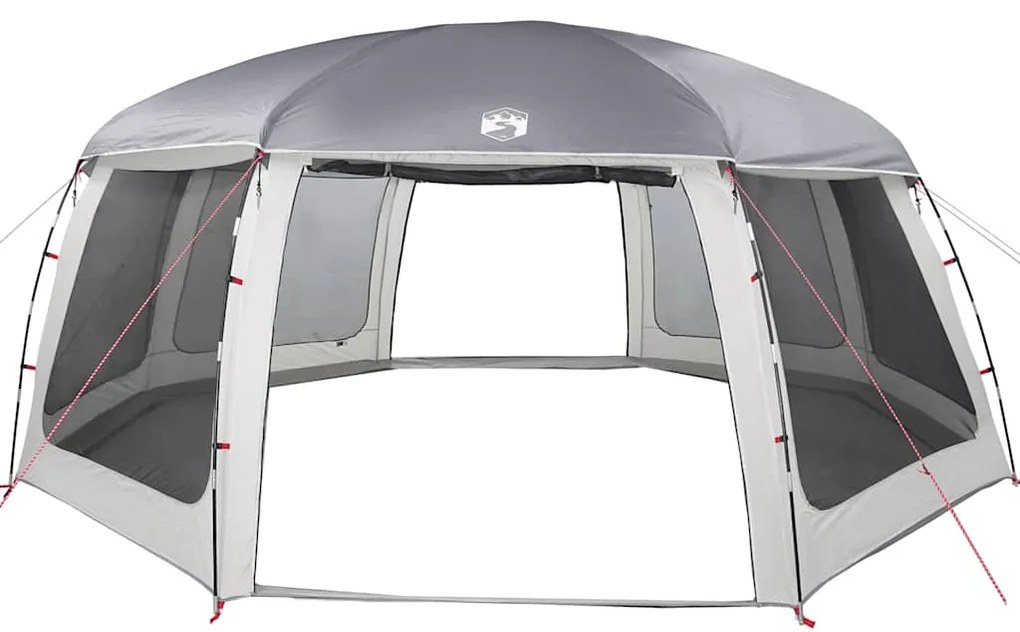 Tenda para piscina c/ mosca amovível e paredes de rede cinzento