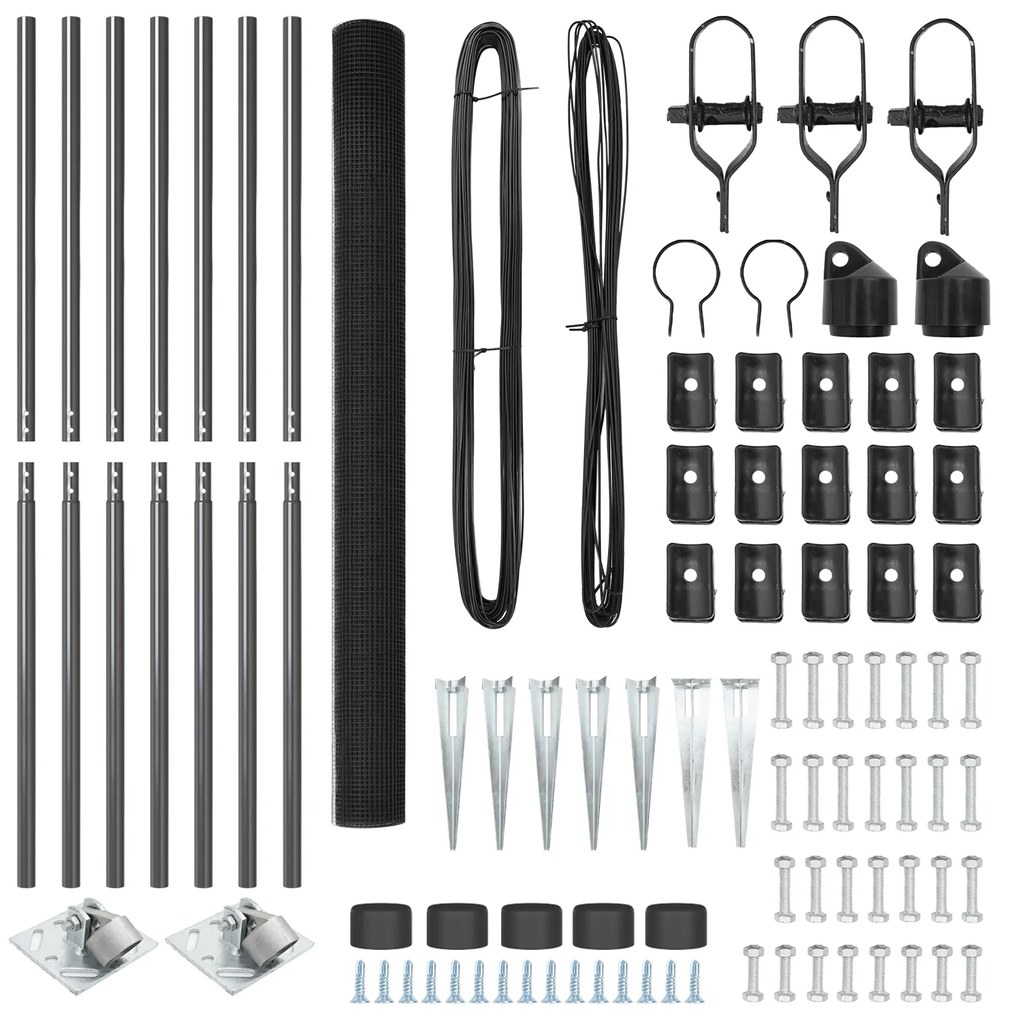 Conjunto de Poste de Cerca de Metal Conjunto de 2 Cinzento