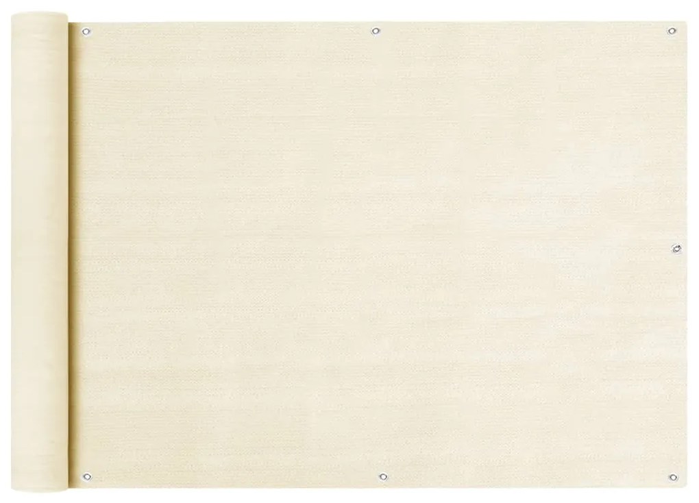 vidaXL Tela de varanda 75x500 cm PEAD cor creme