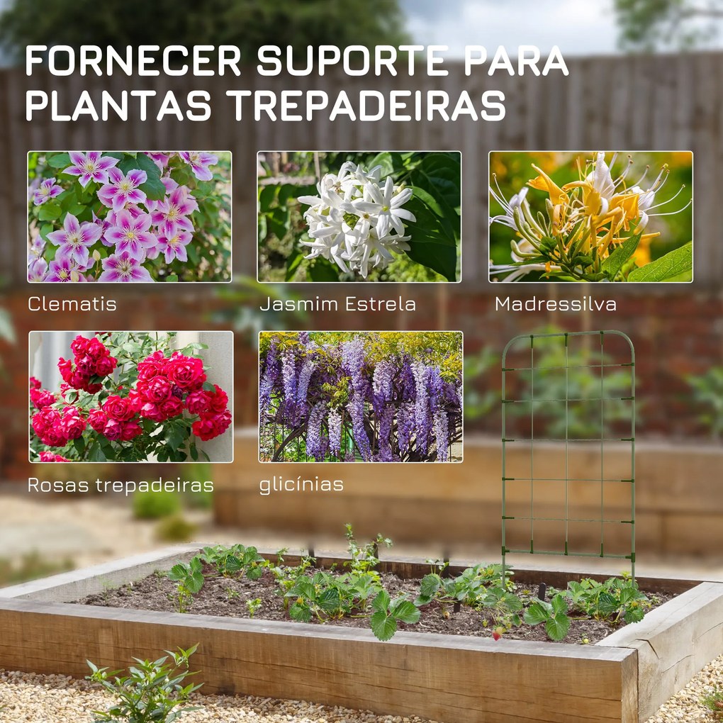 Outsunny Conjunto de 4 Treliças de Jardim Suportes para Plantas Trepad