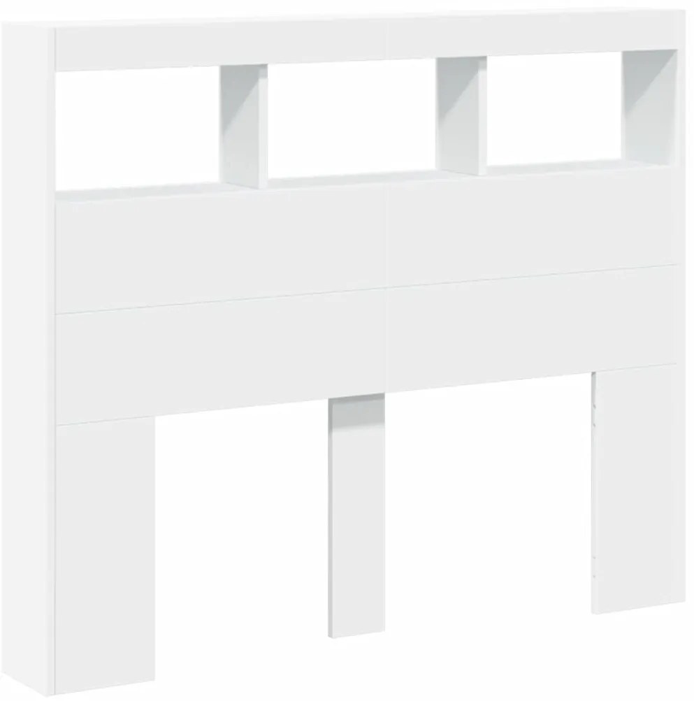 Armário de cabeceira com luzes LED 120x17x102 cm branco