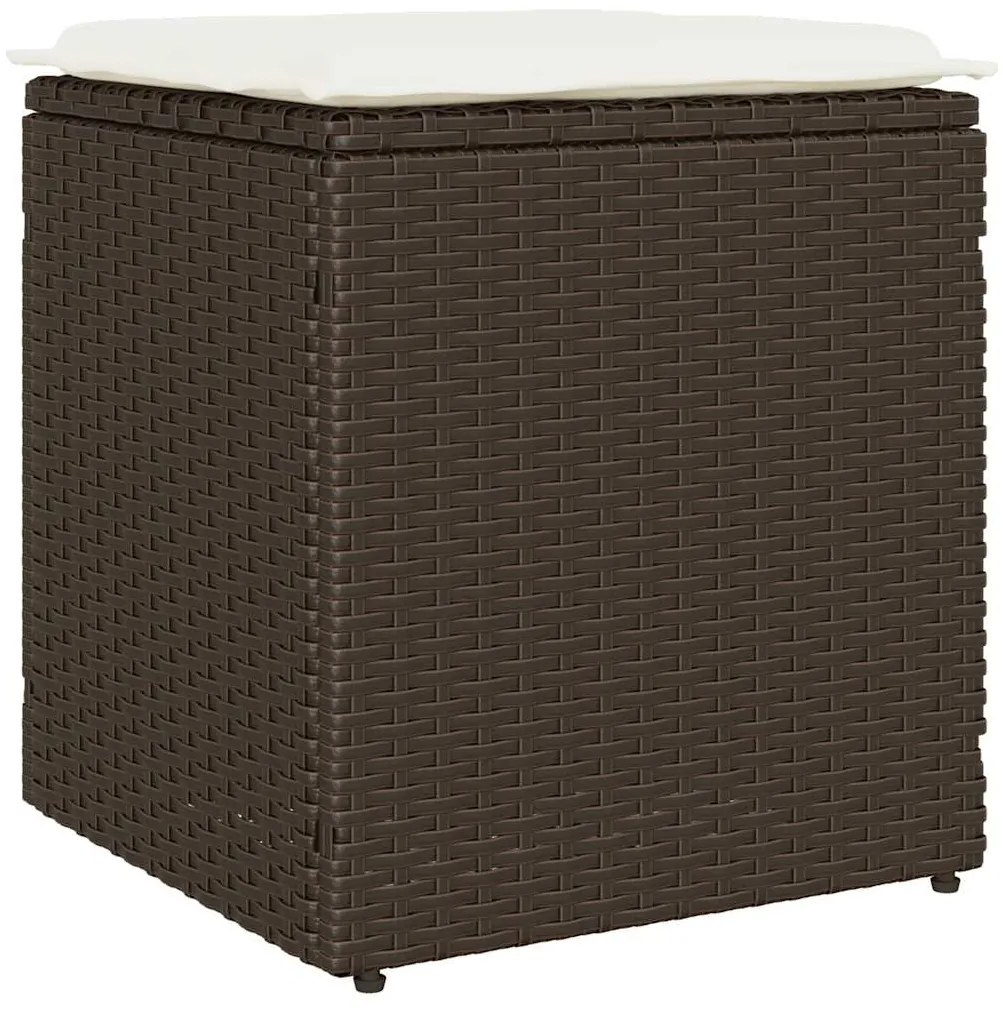 Bancos jardim com almofadas 2 unid 40x40x43 cm vime PE castanho