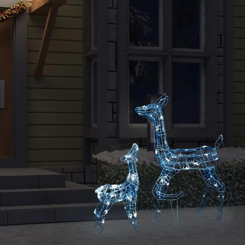 Família de renas decorativa 160 luzes LED acrílico branco frio