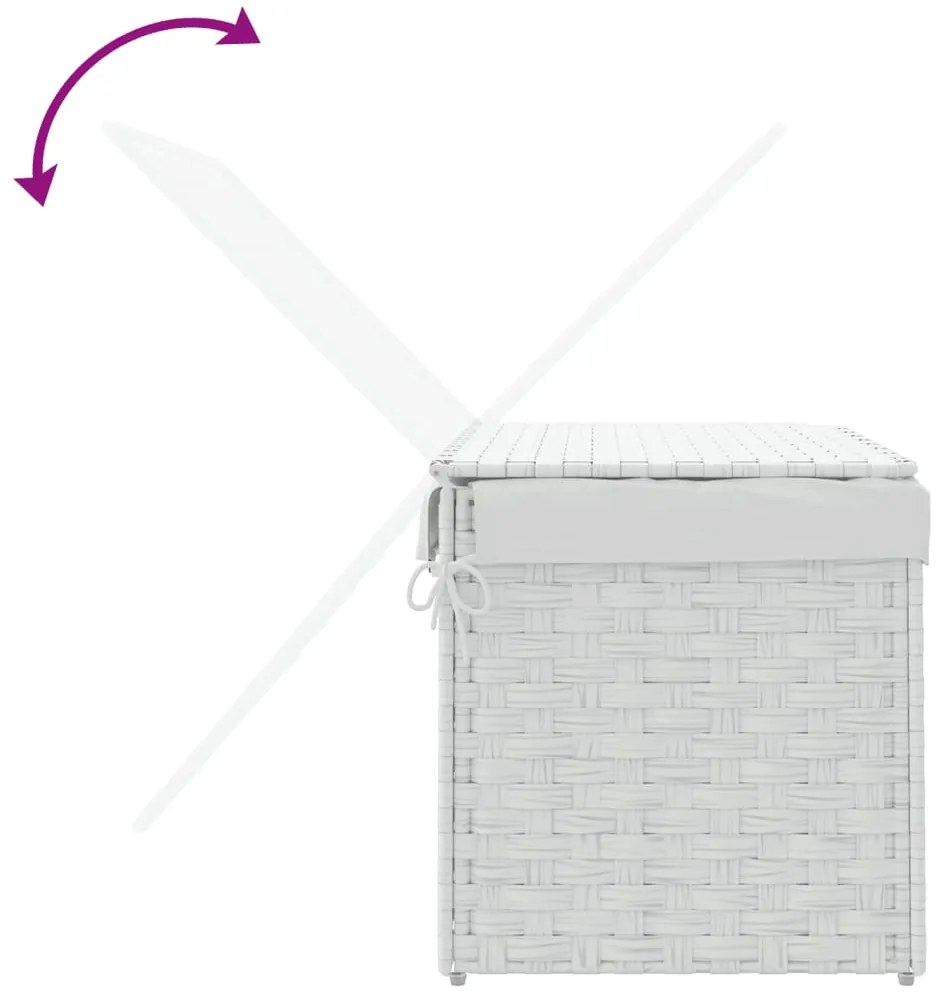 Cesto para roupa suja com tampa 55,5x35x34 cm vime PE branco