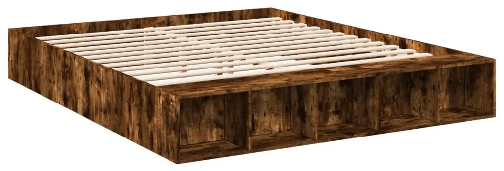 Estrutura de cama 200x200 cm derivados madeira carvalho fumado
