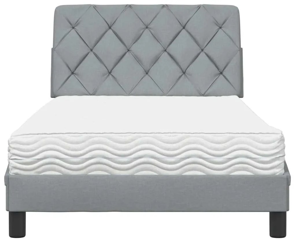 Cama com colchão 100x200 cm tecido cinzento-claro
