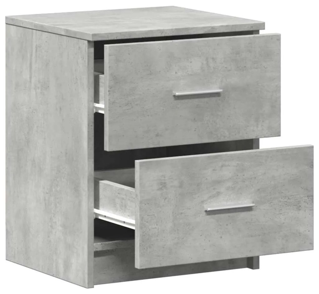 Mesa de cabeceira com 2 gavetas 40x36x50 cm cinzento cimento