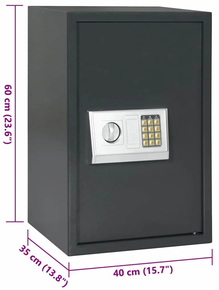 Cofre Digital Eletrónico com Prateleira Cinza Escuro 40x35x60 cm Aço