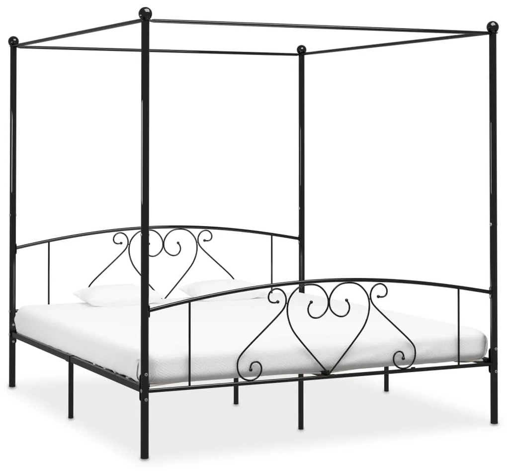 vidaXL Estrutura de cama dossel 180x200 cm metal preto