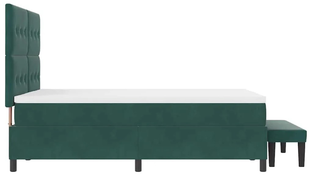 Cama Box Spring com Colchão e Banco Verde Escuro 140x200 cm Veludo