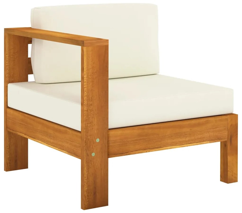 7 pcs conj. lounge de jardim c/ almofadões branco nata acácia