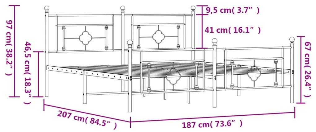 Estrutura de cama sem colchão com pés 180x200 cm preto