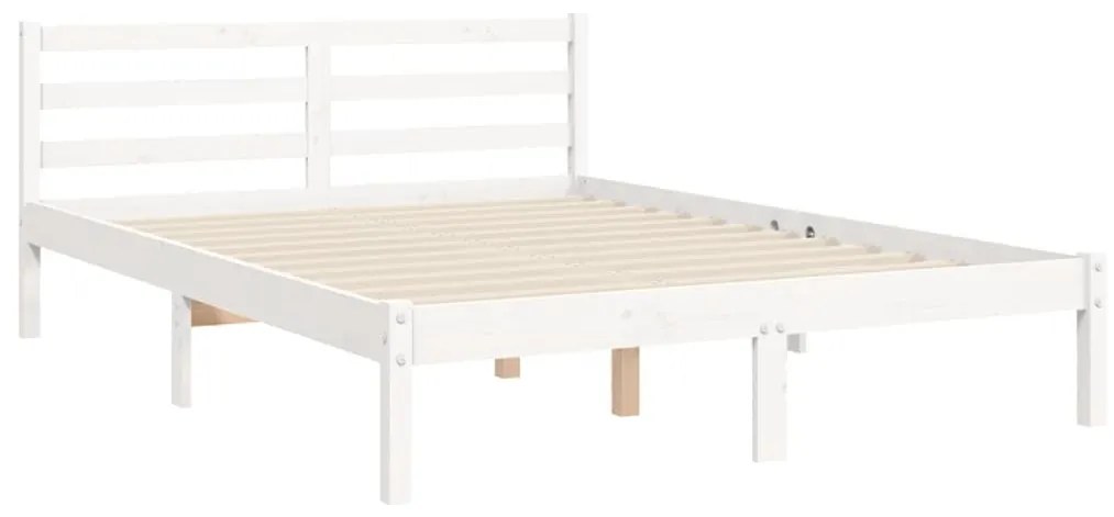 Estrutura de cama com cabeceira 120x200cm madeira maciça branco