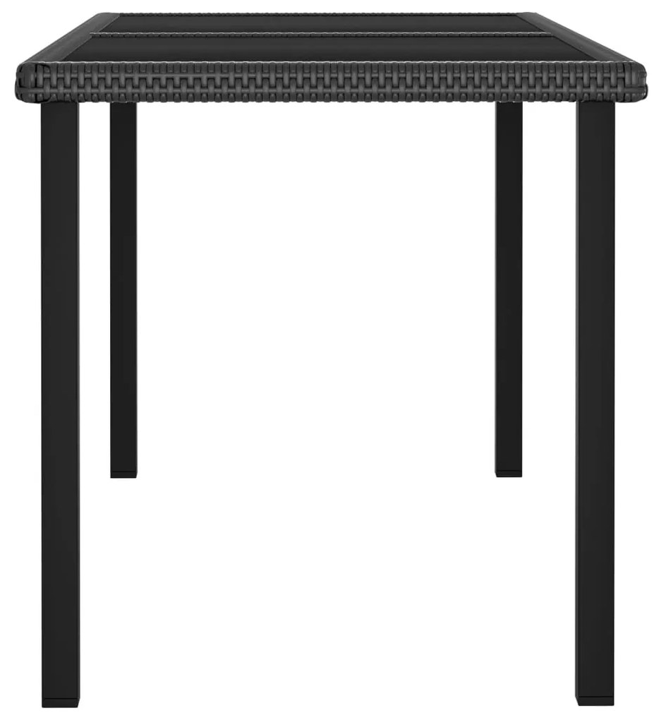 5 pcs conjunto de jantar para jardim vime PE preto