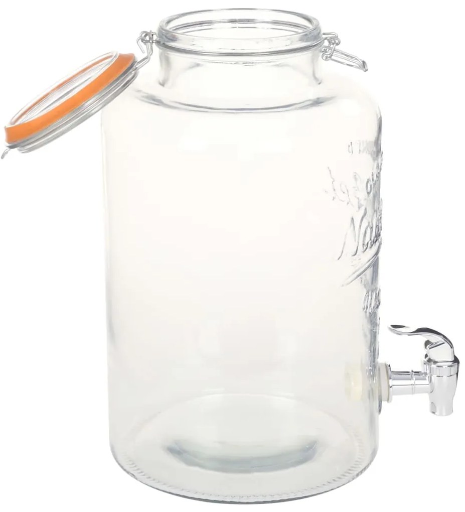 Dispensador de água XXL com torneira transparente 8 L vidro