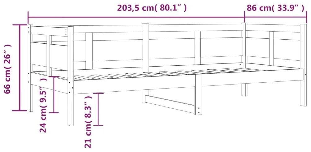 Sofá-cama 80x200 cm madeira de pinho maciça branco
